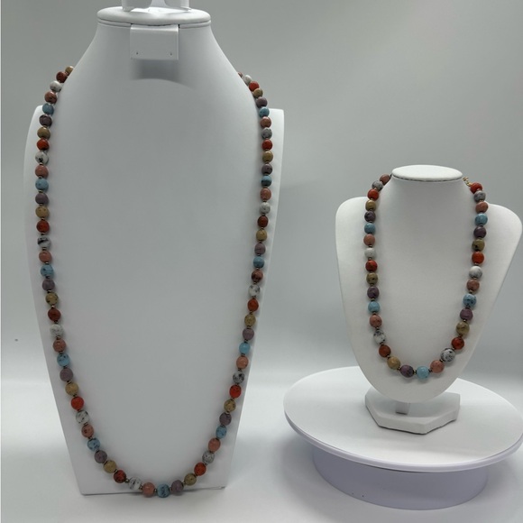 Vintage Joan Rivers Czech Republic Multicolor Stone Bead Necklace - Picture 7 of 10